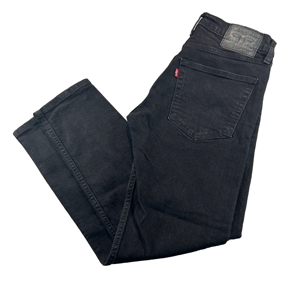 Levi's 512 Slim Taper Jeans Mens 30x30 Black Stretch Denim 28833-0287